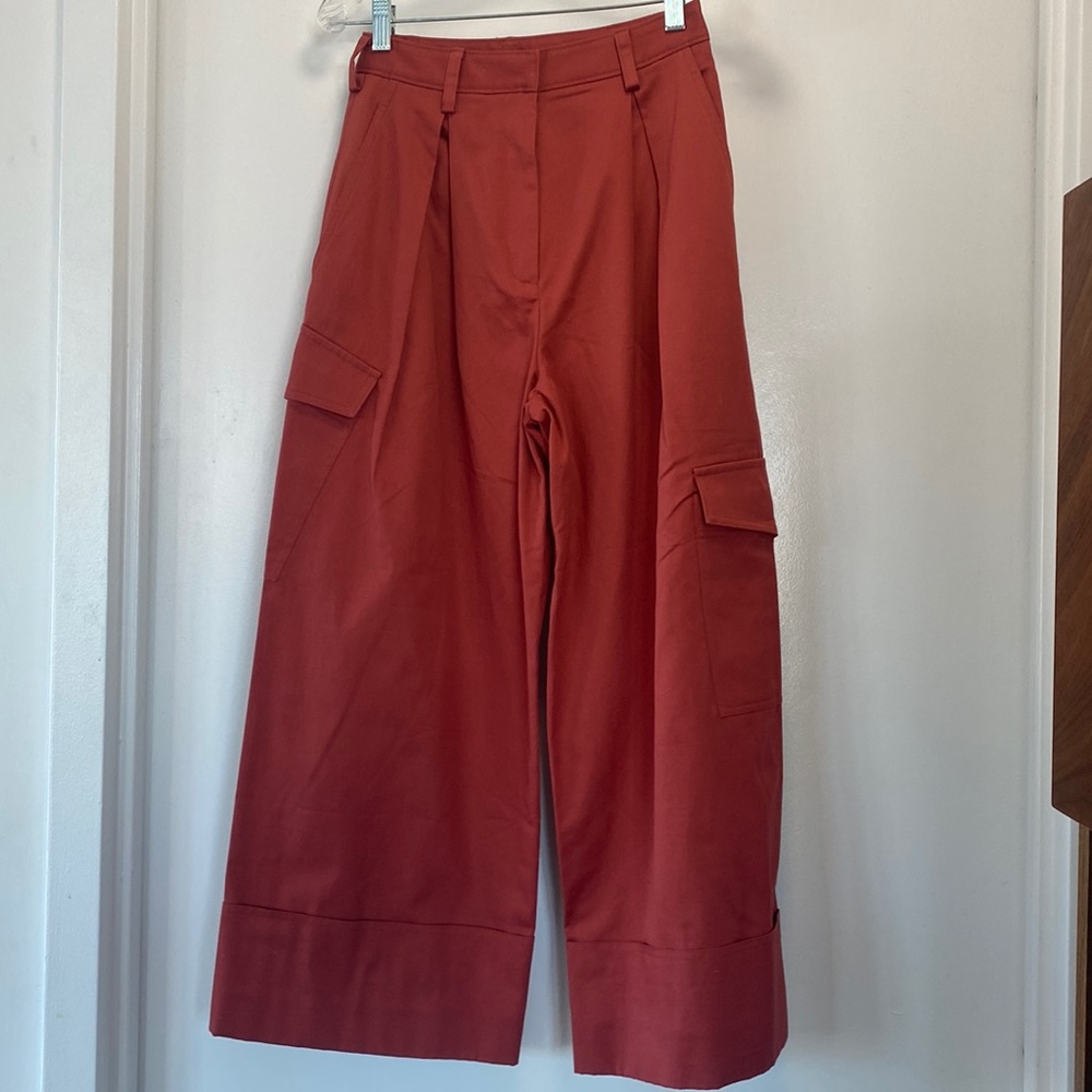 Tibi Terracotta Wide-Leg Cargo Pants